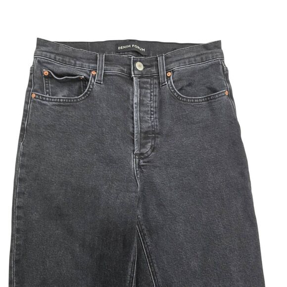 Denim Forum The Arlo High Rise Straight Jeans Womens 27 Black Button Fly Classic - Picture 3 of 6